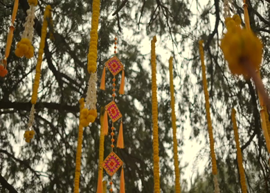 A Slow Motion Shot of an Indian Wedding Venue Decoration in India