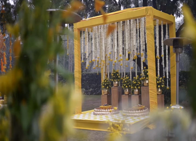 A Slow Motion Shot of an Indian Wedding Venue Decoration in India