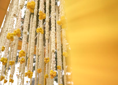 A Slow Motion Shot of an Indian Wedding Venue Decoration in India