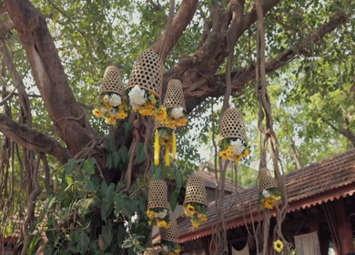 A Slow Motion Shot of an Indian Wedding Venue Decoration in India