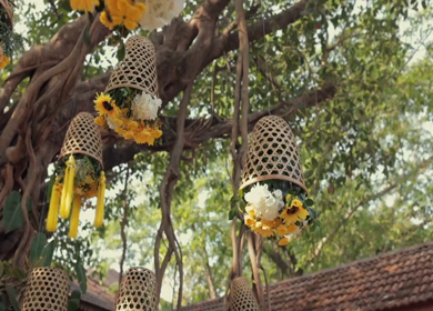 A Slow Motion Shot of an Indian Wedding Venue Decoration in India