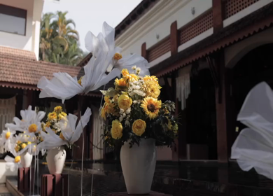 A Slow Motion Shot of an Indian Wedding Venue Decoration in India