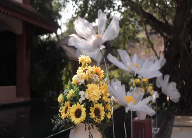 A Slow Motion Shot of an Indian Wedding Venue Decoration in India