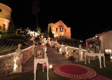 The Savoy, Mussoorie - 5th January 2025 : A Slow Motion Shot of an Indian Wedding Venue Decoration in India