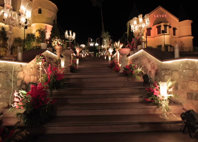 The Savoy, Mussoorie - 5th January 2025 : A Slow Motion Shot of an Indian Wedding Venue Decoration in India