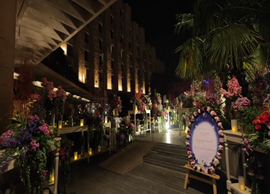 ITC Maurya, New Delhi - 5th January 2025 : A Slow Motion Shot of an Indian Wedding Venue Decoration in India