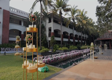 5th February 2025 : A Slow Motion Shot of an Indian Wedding Venue Decoration in India