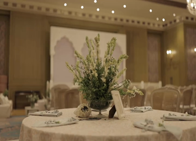 A Slow Motion Shot of an Indian Wedding Venue Decoration in India