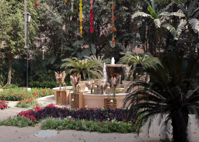 A Slow Motion Shot of an Indian Wedding Venue Decoration in India