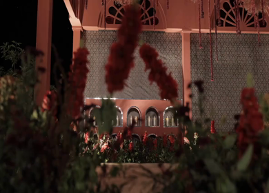 A Slow Motion Shot of an Indian Wedding Venue Decoration in India