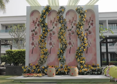 A Slow Motion Shot of an Indian Wedding Venue Decoration in India