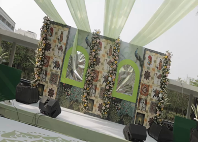 A Slow Motion Shot of an Indian Wedding Venue Decoration in India