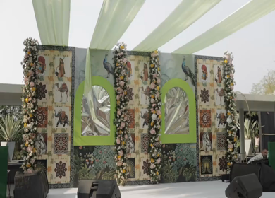 A Slow Motion Shot of an Indian Wedding Venue Decoration in India