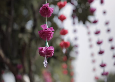 A Slow Motion Shot of an Indian Wedding Venue Decoration in India