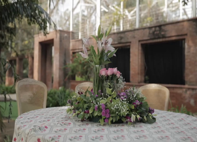 A Slow Motion Shot of an Indian Wedding Venue Decoration in India