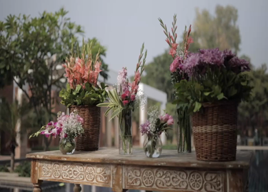 A Slow Motion Shot of an Indian Wedding Venue Decoration in India