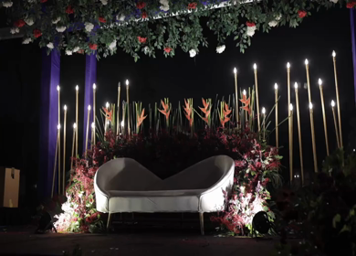 A Slow Motion Shot of an Indian Wedding Venue Decoration in India