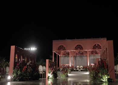 A Slow Motion Shot of an Indian Wedding Venue Decoration in India