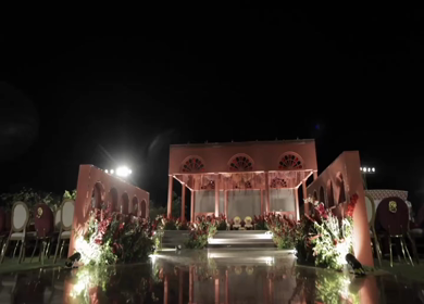 A Slow Motion Shot of an Indian Wedding Venue Decoration in India