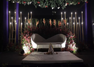 A Slow Motion Shot of an Indian Wedding Venue Decoration in India
