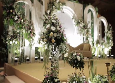A Slow Motion Shot of an Indian Wedding Venue Decoration in India