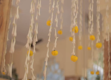 A Slow Motion Shot of an Indian Wedding Venue Decoration in India