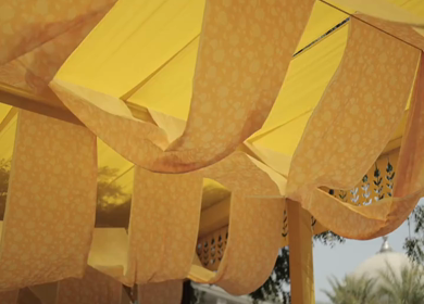 A Slow Motion Shot of an Indian Wedding Venue Decoration in India