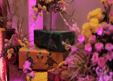 A Slow Motion Shot of an Indian Wedding Venue Decoration in India