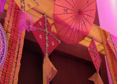 A Slow Motion Shot of an Indian Wedding Venue Decoration in India