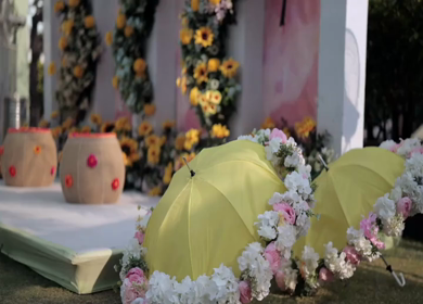 A Slow Motion Shot of an Indian Wedding Venue Decoration in India