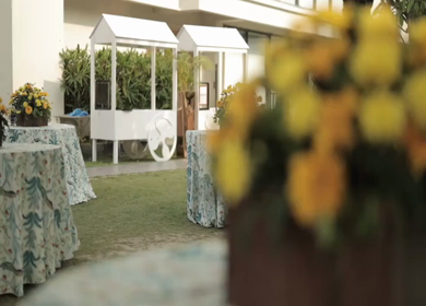 A Slow Motion Shot of an Indian Wedding Venue Decoration in India