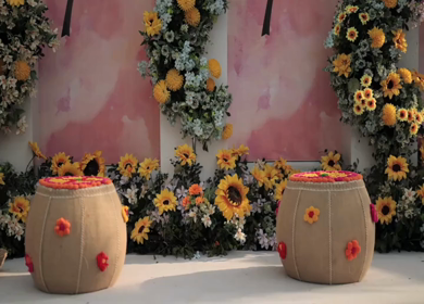 A Slow Motion Shot of an Indian Wedding Venue Decoration in India