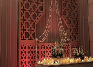 A Slow Motion Shot of an Indian Wedding Venue Decoration in India