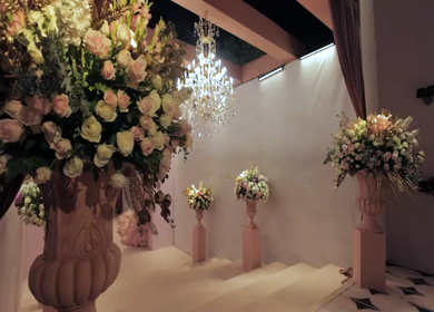 A Slow Motion Shot of an Indian Wedding Venue Decoration in India
