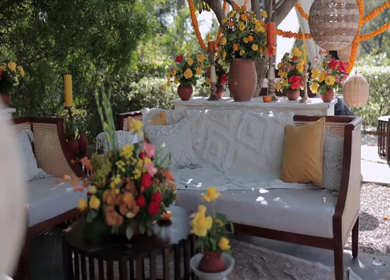 A Slow Motion Shot of an Indian Wedding Venue Decoration in India