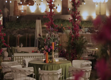 A Slow Motion Shot of an Indian Wedding Venue Decoration in India