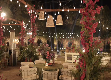 A Slow Motion Shot of an Indian Wedding Venue Decoration in India