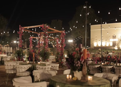 A Slow Motion Shot of an Indian Wedding Venue Decoration in India