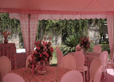 A Slow Motion Shot of an Indian Wedding Venue Decoration in India
