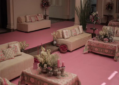 A Slow Motion Shot of an Indian Wedding Venue Decoration in India