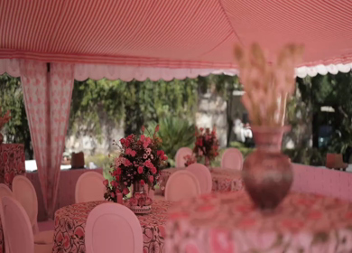 A Slow Motion Shot of an Indian Wedding Venue Decoration in India