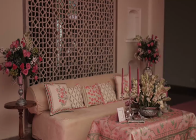 A Slow Motion Shot of an Indian Wedding Venue Decoration in India