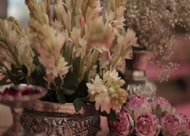 A Slow Motion Shot of an Indian Wedding Venue Decoration in India