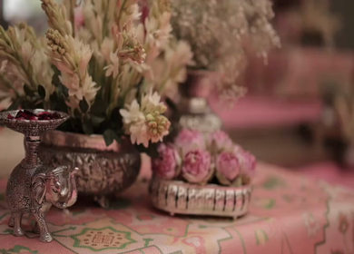 A Slow Motion Shot of an Indian Wedding Venue Decoration in India