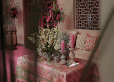 A Slow Motion Shot of an Indian Wedding Venue Decoration in India