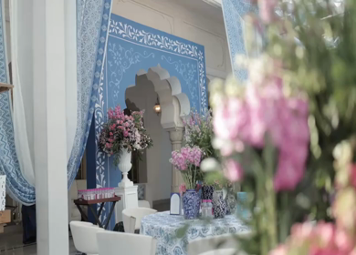 A Slow Motion Shot of an Indian Wedding Venue Decoration in India