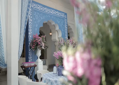 A Slow Motion Shot of an Indian Wedding Venue Decoration in India