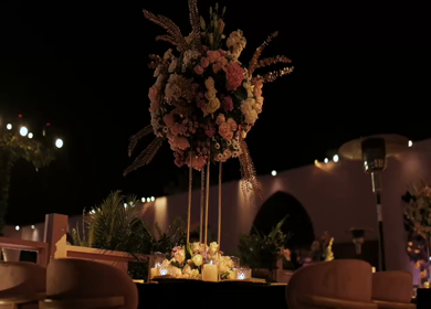 A Slow Motion Shot of an Indian Wedding Venue Decoration in India