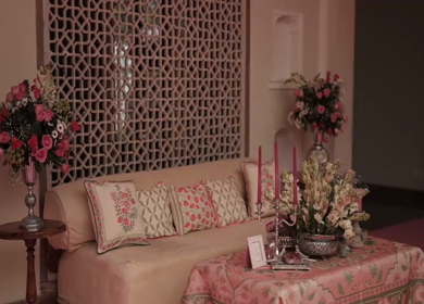 A Slow Motion Shot of an Indian Wedding Venue Decoration in India