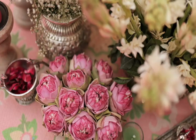 A Slow Motion Shot of an Indian Wedding Venue Decoration in India